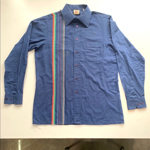 Other - Vintage 70s sport shirt w color stripe down front